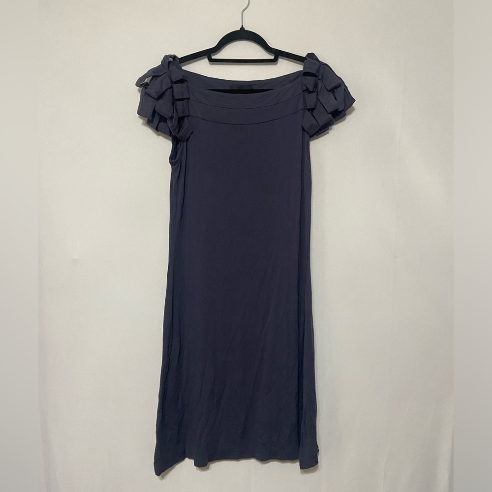 Cynthia Rowley EUC jersey knit artsy funky statement sleeve midi length dress M